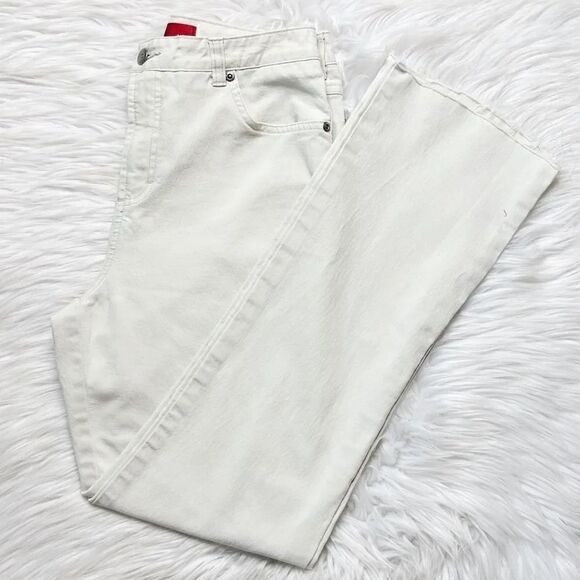 Gloria Vanderbilt Raw Hem Straight Leg Jeans Cream Size Medium - Picture 1 of 8